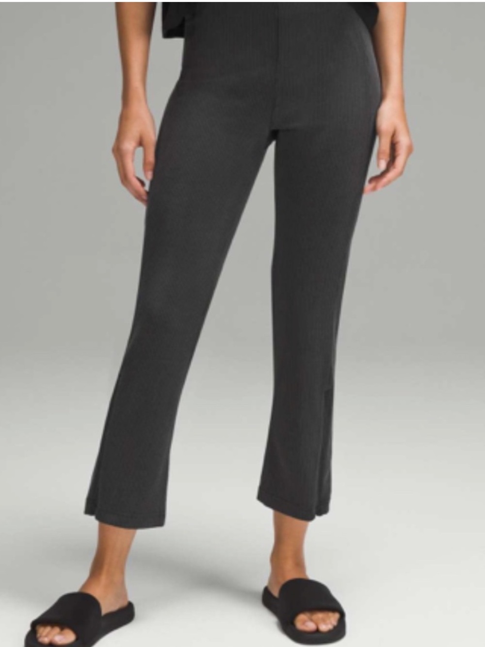 Lululemon Ribbed Softstreme Zip-Leg High-Rise Cropped Pants 25" Black Women’s 10